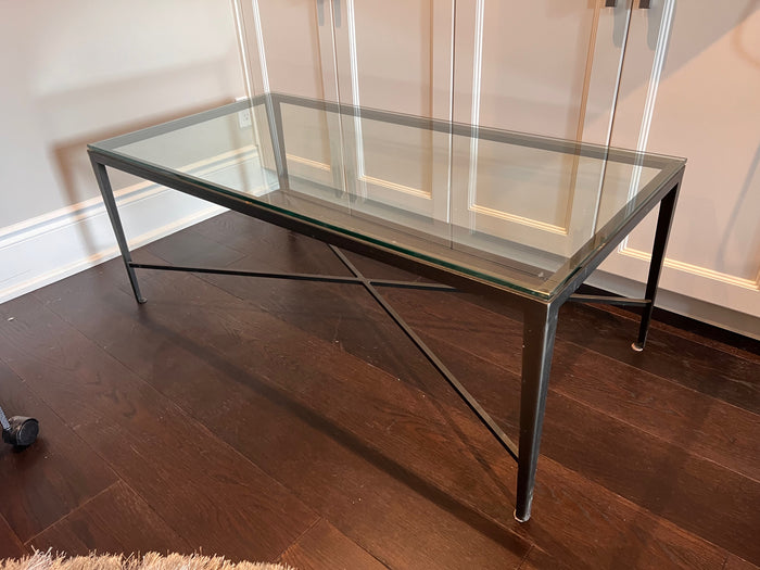 Glass Top Metal Base Coffee Table