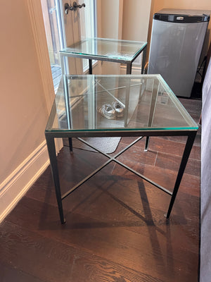 Single Glass Top Metal Base Side Table