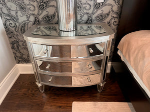 Pair of mirrored 3 drawer nightstands