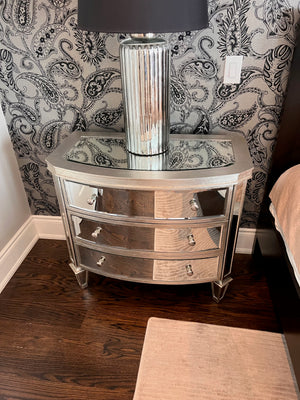 Pair of mirrored 3 drawer nightstands