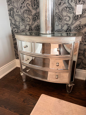 Pair of mirrored 3 drawer nightstands