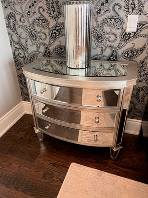 Pair of mirrored 3 drawer nightstands