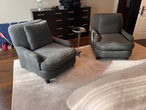 Pair of Robin Bruce Grey Down Filled Armchairs