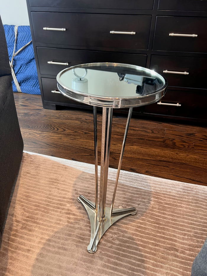 Global Views FRENCH MODERN SIDE TABLE-NICKEL W/MIRROR TOP