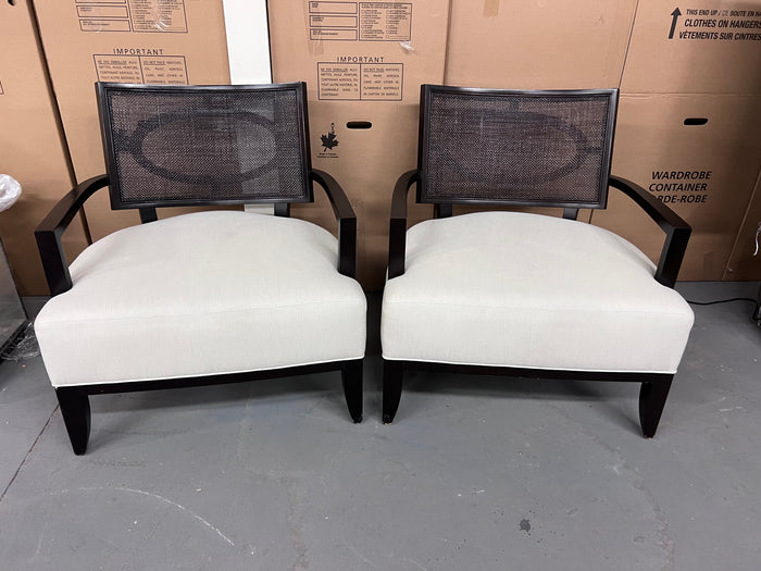 Pair of Barbara Barry for Henredon 'Open Oval Cane' Lounge Chairs