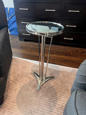 Global Views FRENCH MODERN SIDE TABLE-NICKEL W/MIRROR TOP