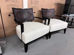 Pair of Barbara Barry for Henredon 'Open Oval Cane' Lounge Chairs