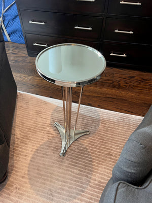 Global Views FRENCH MODERN SIDE TABLE-NICKEL W/MIRROR TOP