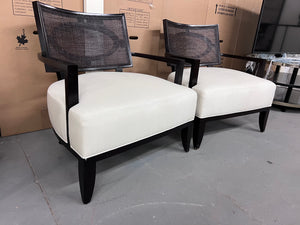 Pair of Barbara Barry for Henredon 'Open Oval Cane' Lounge Chairs