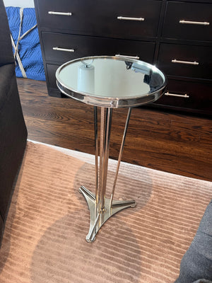 Global Views FRENCH MODERN SIDE TABLE-NICKEL W/MIRROR TOP