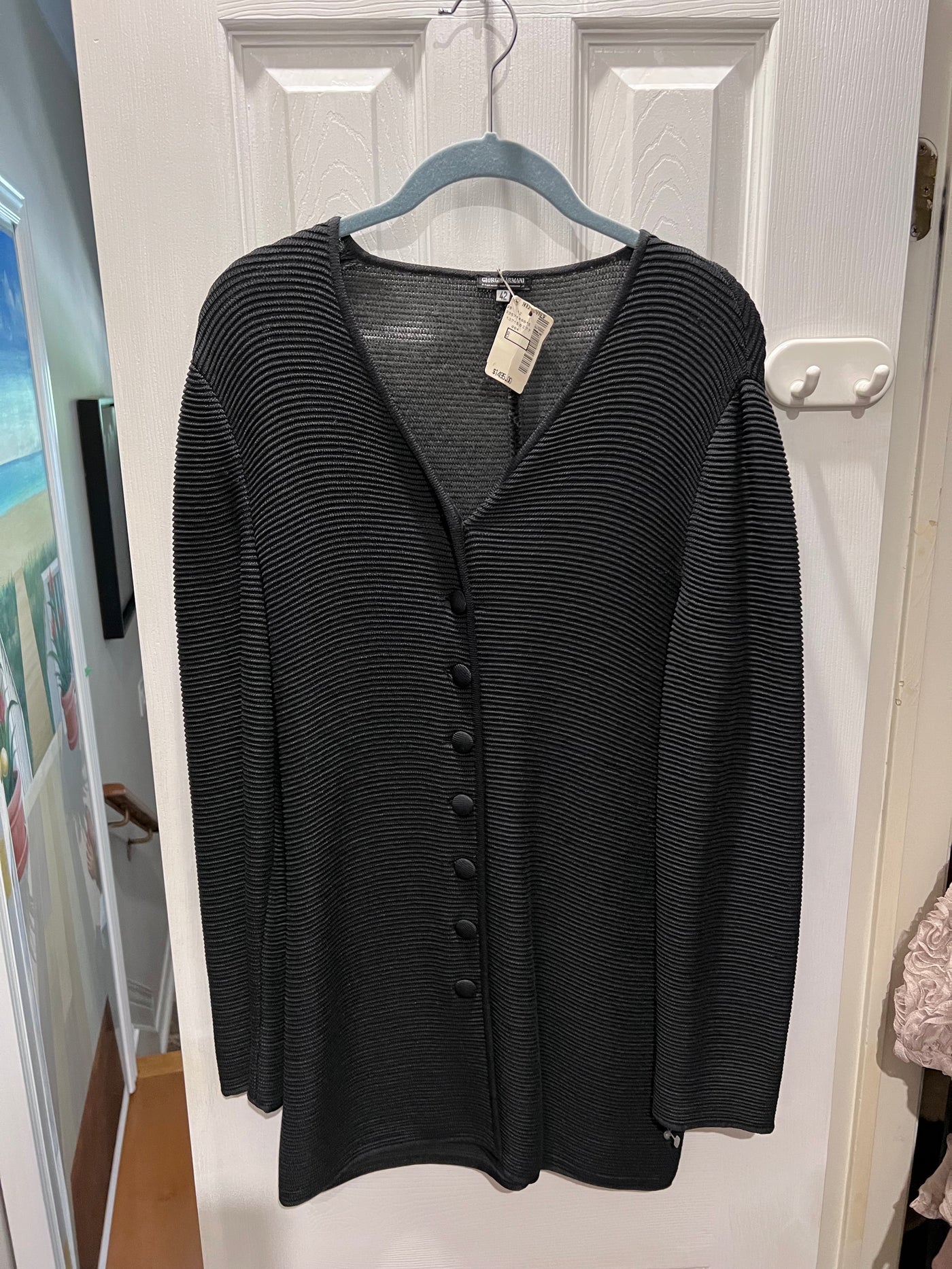 BRAND NEW Giorgio Armani Black Wool Shirt, Size 42 (*retail $1495