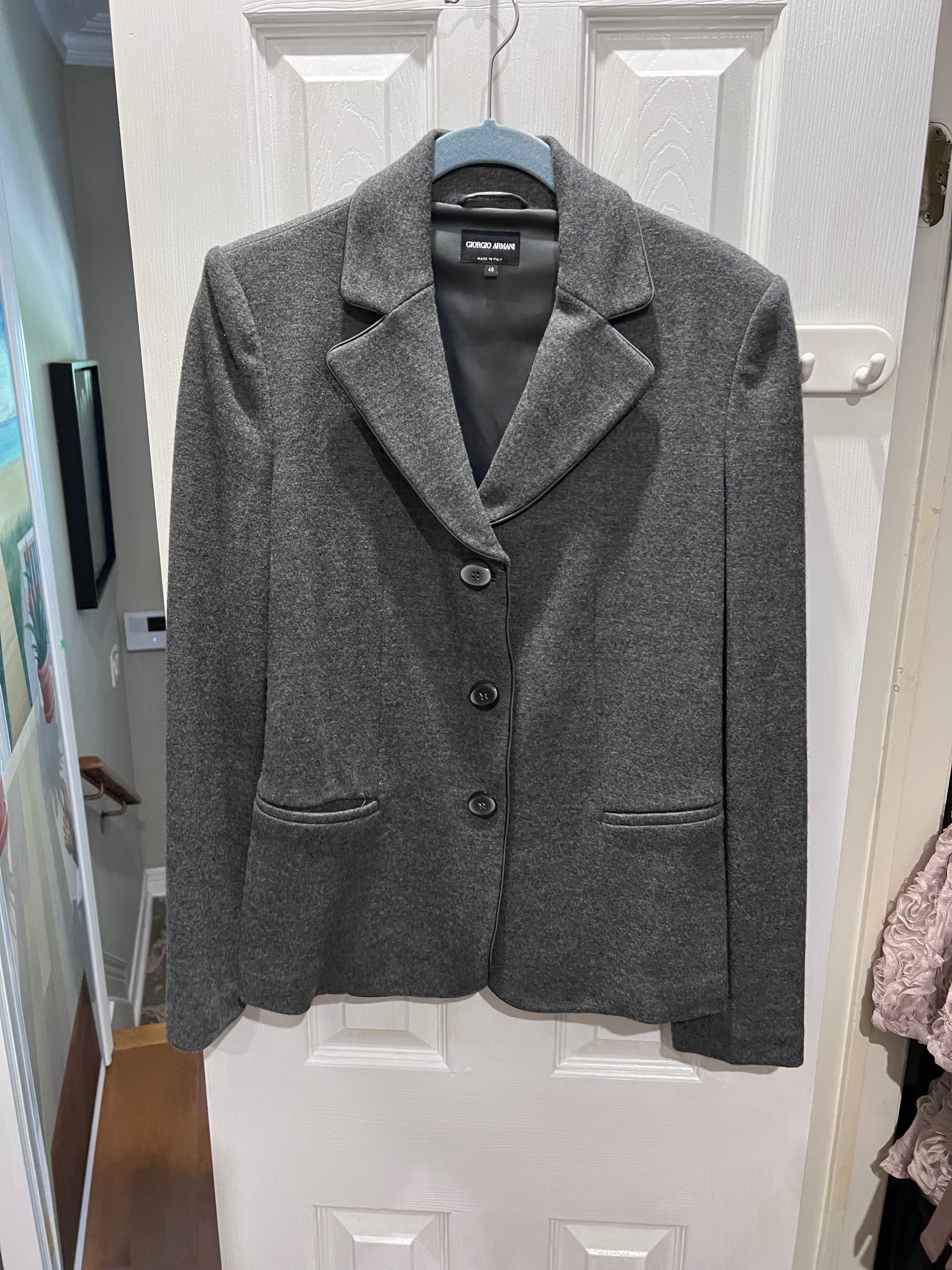 Giorgio Armani Grey Wool Blazer Size 48 Sell My Stuff Canada