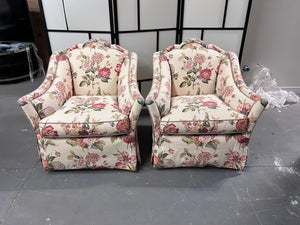 Pair of The Art Shoppe Floral Upholstered Armchairs