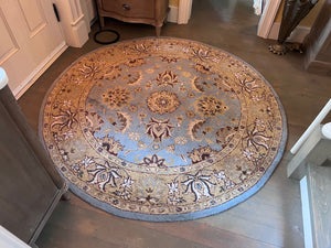 Safavieh Heritage Blue/Gold 100% Wool Pile Round Rug- 6ft