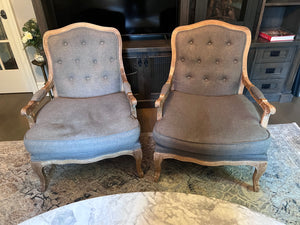 2 Classic Concepts Inc. Grey Tufted Armchairs