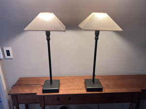 Restoration Hardware Pyramid Telescoping Table Lamp with Linen Shade (*2 available- priced individually)