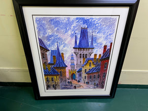 Anatole Krasnyansky Lithograph "Street of Old Prague"