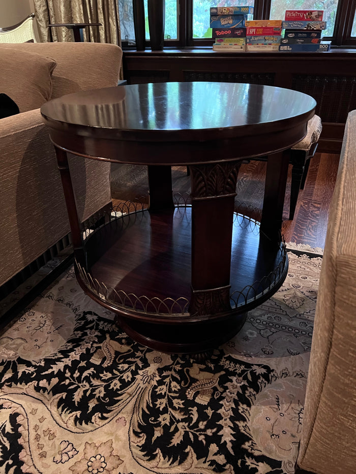 Antique Round 2-Tier Accent Table