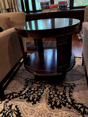 Antique Round 2-Tier Accent Table