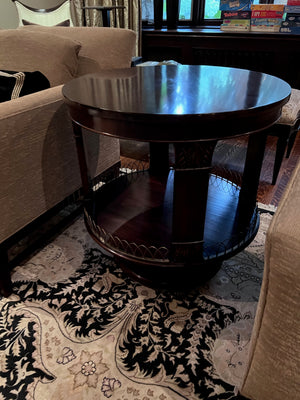 Antique Round 2-Tier Accent Table