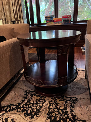 Antique Round 2-Tier Accent Table