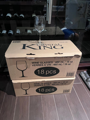 36 Crystal King Wine Glasses (*like new in box)