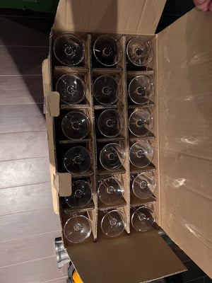 36 Crystal King Wine Glasses (*like new in box)