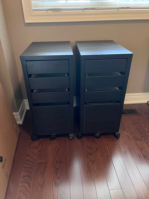 Pair of IKEA MICKE Drawer unit/drop file storage, black-brown (*retail $129 each)