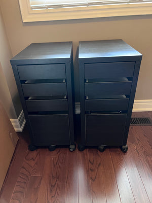 Pair of IKEA MICKE Drawer unit/drop file storage, black-brown (*retail $129 each)