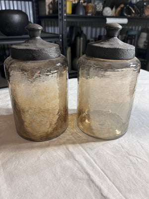 Pair of Lidded Glass Jars