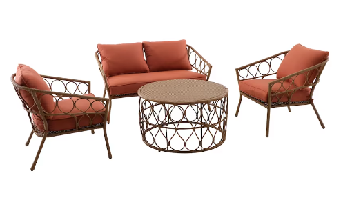 KO70037DWSA by Crosley Furniture - Sand Tribeca 4pc Wicker Outdoor Loveseat  Patio Furniture Set