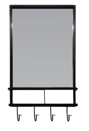 Wall Mounted Mirror with Hooks