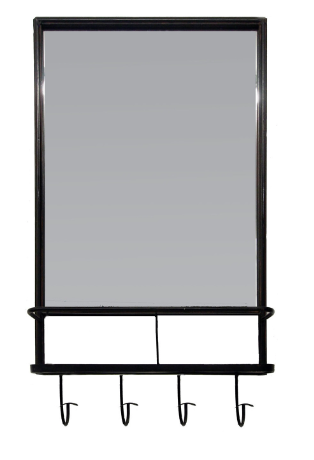 Wall Mounted Mirror with Hooks