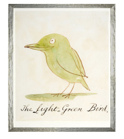 The Light Green Bird Print by Edward Lear