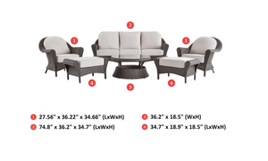 CANVAS Summerhill Outdoor Patio Conversation Dining Set w/UV-Resistant Cushions, 6 piece Set (*retail $2,599)