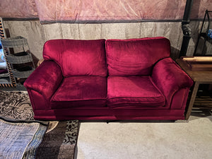 Wetherlys Red Velvet Sofa