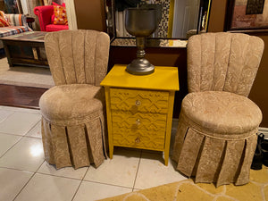 2 Bombay & Co Accent Chairs + Yellow 3 Drawer Table