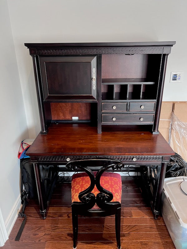 "Aspenhome" Dark Brown Desk Hutch + Chair