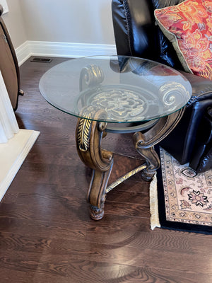 Ashley Furniture MARGILLES Round Glass Top Side Table