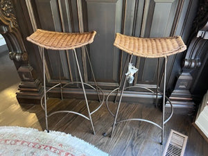 Pair of Wicker Counter Stools