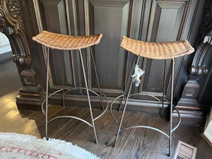 Pair of Wicker Counter Stools