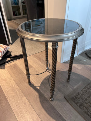 Round Metal and Glass Accent Table