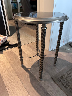 Round Metal and Glass Accent Table