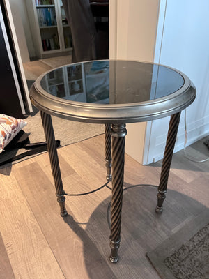 Round Metal and Glass Accent Table