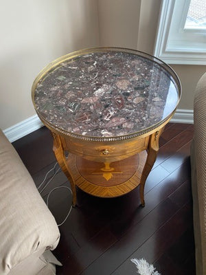 Ornate Round Marble Top Accent Table