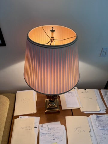 Vintage Stiffel Brass Table Lamp w/Authentic Pleat Shade Classic Original  Finial