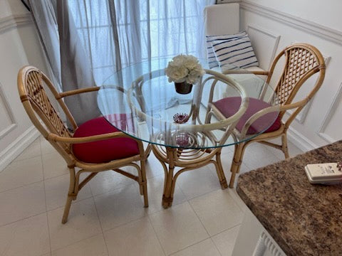 Rattan glass top discount table and chairs