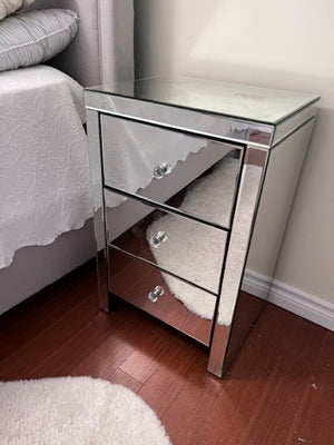 3 Drawer Mirrored Side Table