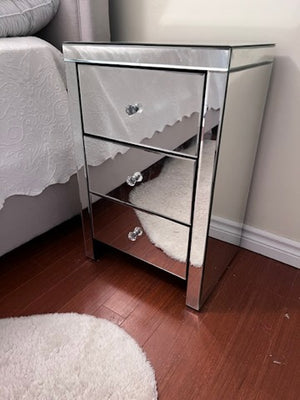 3 Drawer Mirrored Side Table