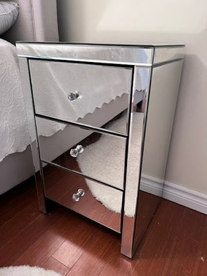 3 Drawer Mirrored Side Table